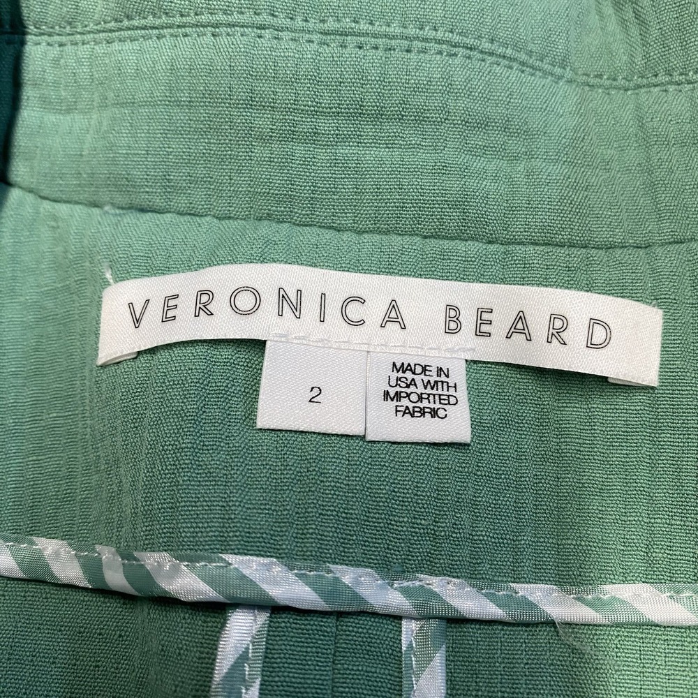 Veronica Beard Emsley Jacket Size 2 Agate Green Blazer Linen Blend Textured - Picture 2 of 11